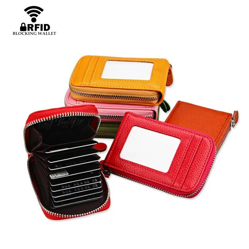 ZOVYVOL 2021 new 11 Color Blocking Wallets With RFIDUnisex Genuine Leather Zipper Credit Card Holder ID And Credit Card Holders