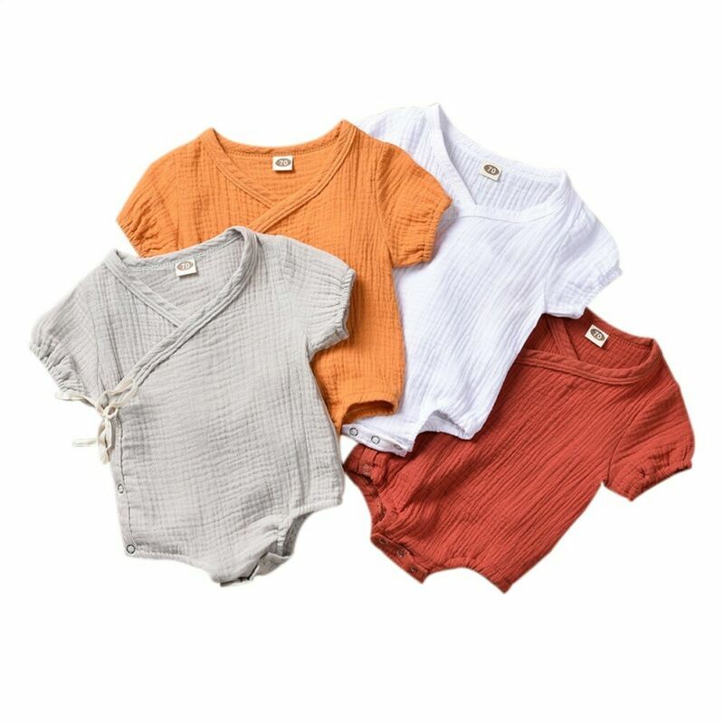 여름 남아/여아 롬퍼, 단색 짧은 소매 점프 슈트, 0-18M, Sunsuit, 옷, 복장, 신생아, 어린이