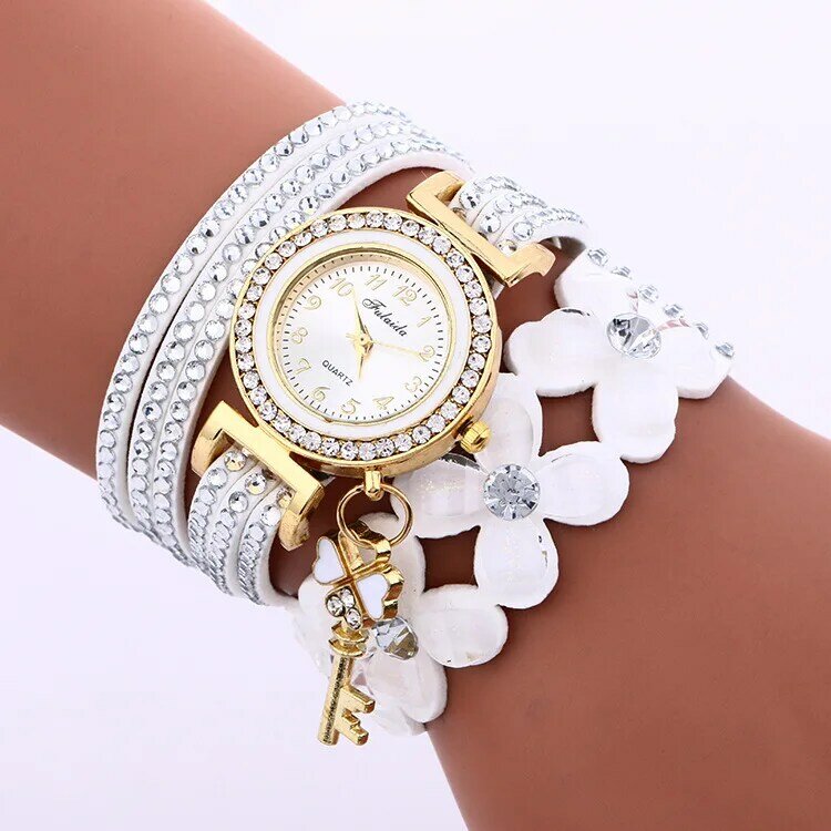 Minhin relógio feminino, relógio de pulso de marca de luxo pulseira com cristais dourados e com strass, relógio casual para mulheres, vestido, faixa de veludo, flor, quartzo, relógios de pulso