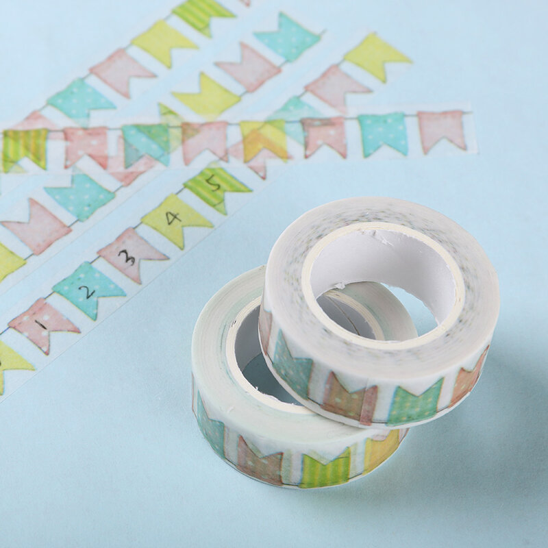 Warna Bendera Kertas Washi Tape DIY Dekorasi Scrapbooking Perencana Masking Tape Pita Perekat Kawaii Stationery