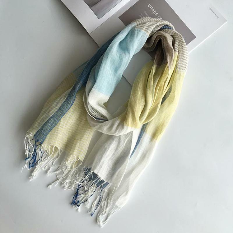 Bufanda Unisex de algodón y lino para hombre y mujer, chal largo, Color liso, para primavera, verano, Otoño e Invierno
