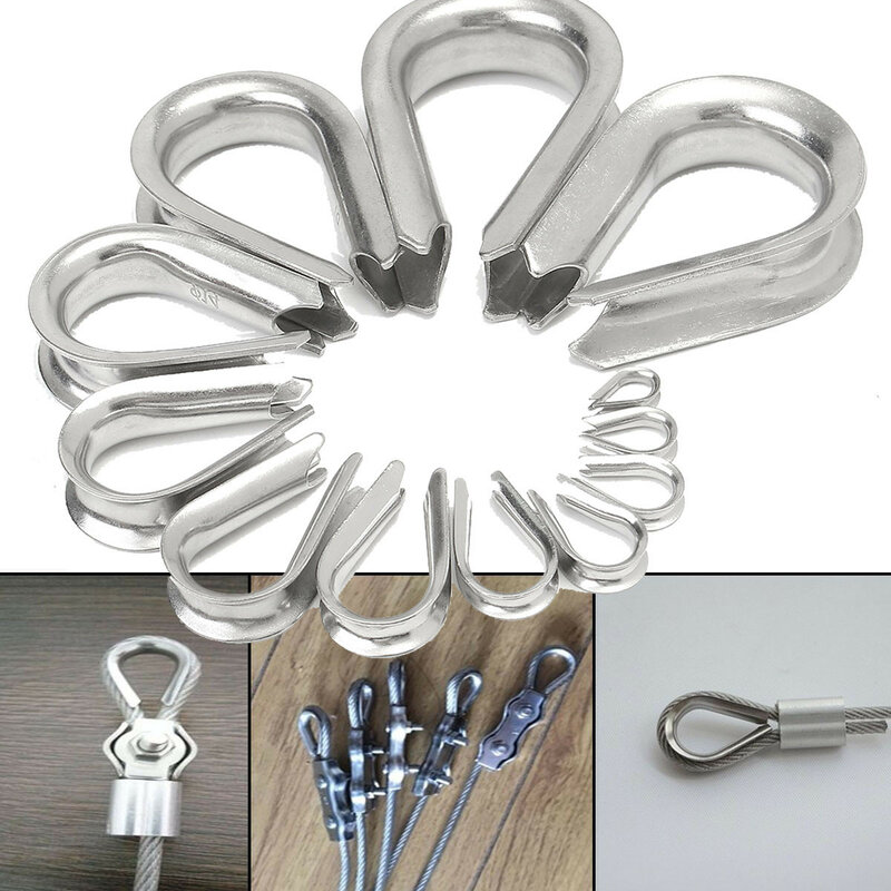 10pcs 304 Stainless Steel M2 to M20 Silver Cable Wire Rope Thimbles Rigging Hardware 5 Sizes