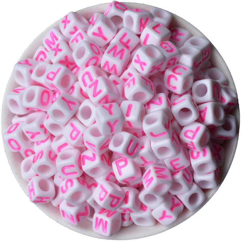 Plastic Alphabet White 200PC Size Of 6x6m Beads Acrylic Letters Children Education Handmade DIY Bracelet Beads