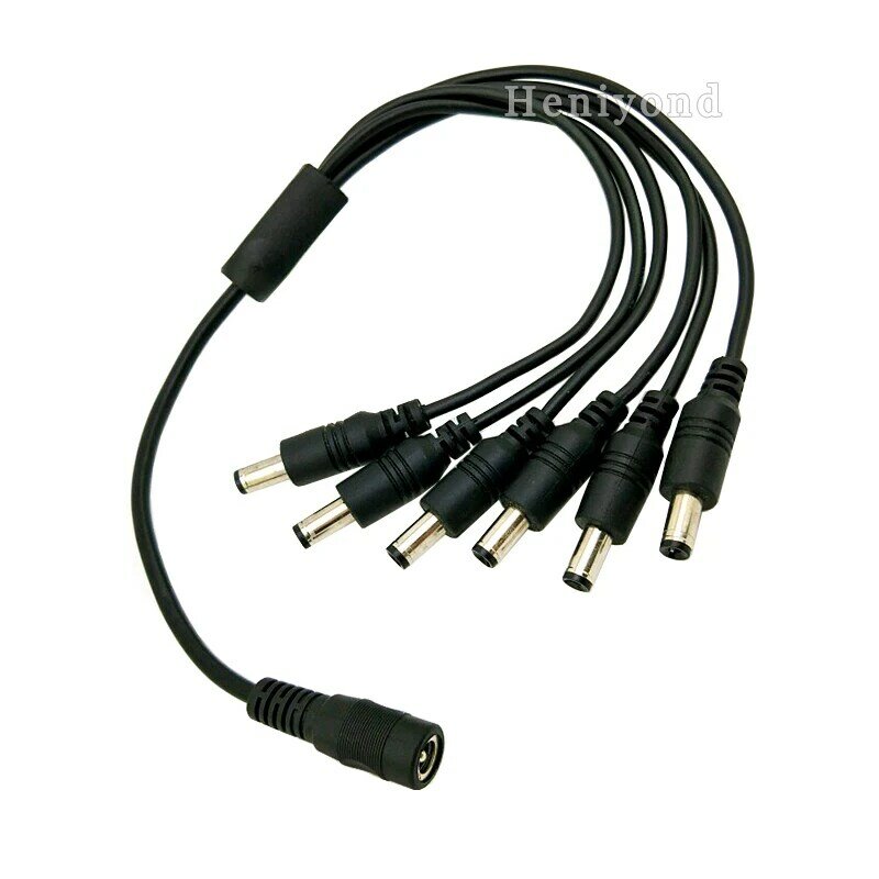 2PCS 1 to 6 Port DC Power Splitter power Adapter Cable Male to Female 5.5 x 2.1 mm Plug for Led Strip CCTV Camera