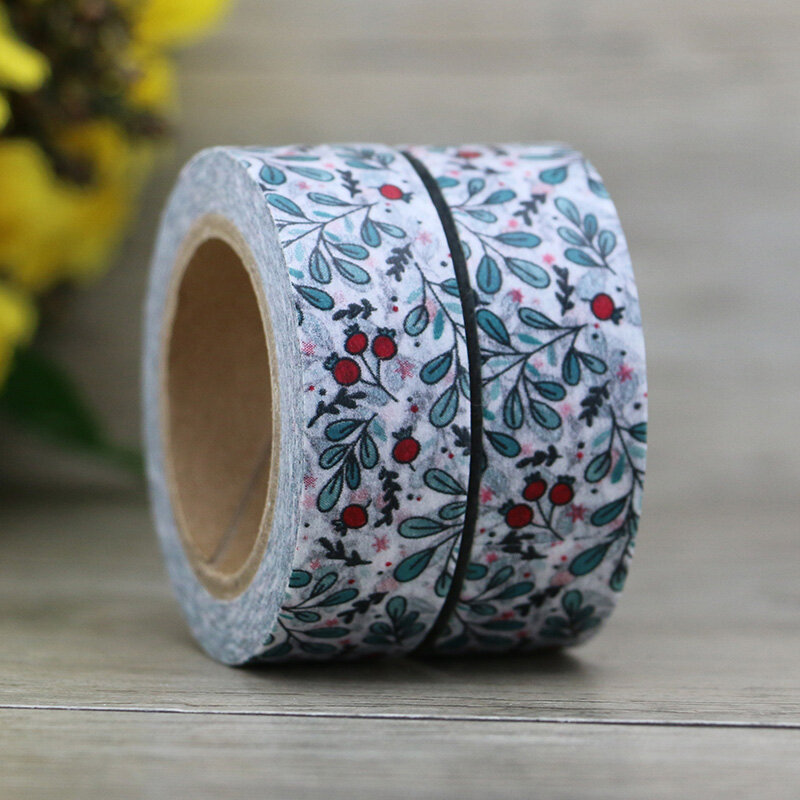 Fita washi floral de padrão fresco, fita adesiva de 1.5cm * 10m para decoração diy de álbum de recortes, fita adesiva para mascaramento e papelaria kawaii, 1 peça