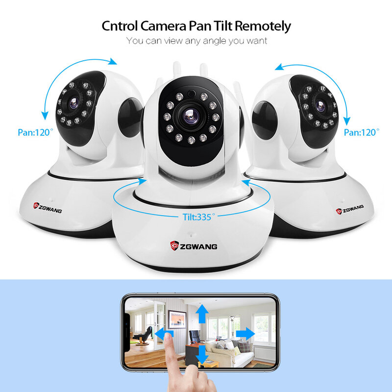 ZGWANG – caméra de Surveillance extérieure IP Wifi HD 720P, dispositif de sécurité sans fil, avec coupure IR et audio bidirectionnel, babyphone vidéo