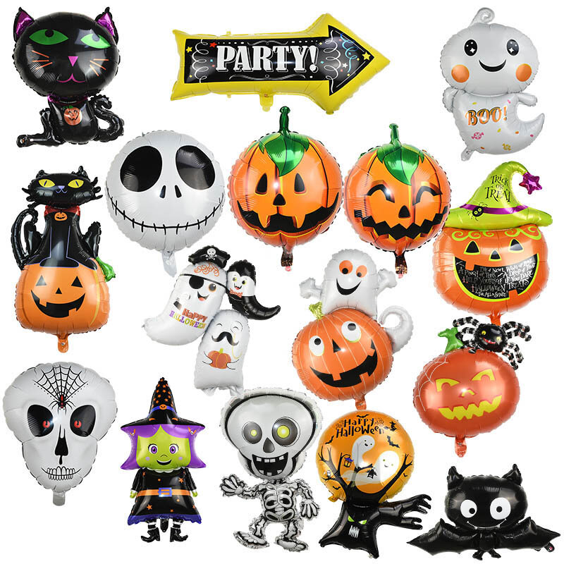 Halloween Balloon Ghost Pumpkin Decoration Spider Bat Witch Skull Black Foil Balloon Globos For Halloween Party Decor Supplies