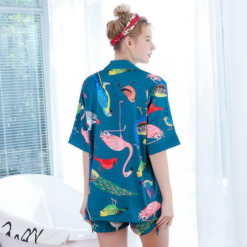 Женская домашняя пижама женская ночная сорочка, пикантная модная домашняя одежда для сна и отдыха, атласная пижама из трех предметов с коро...