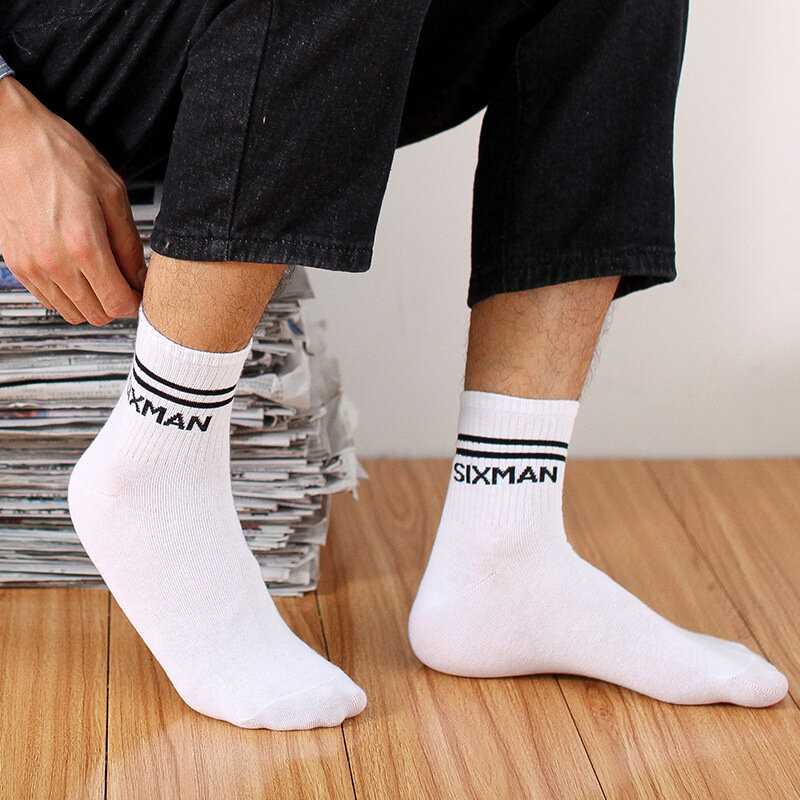 5pairs/lot New Fashion Novelty Socks Street Trends Retro Personality English Letters Cotton Men's Socks Funny Socks For men
