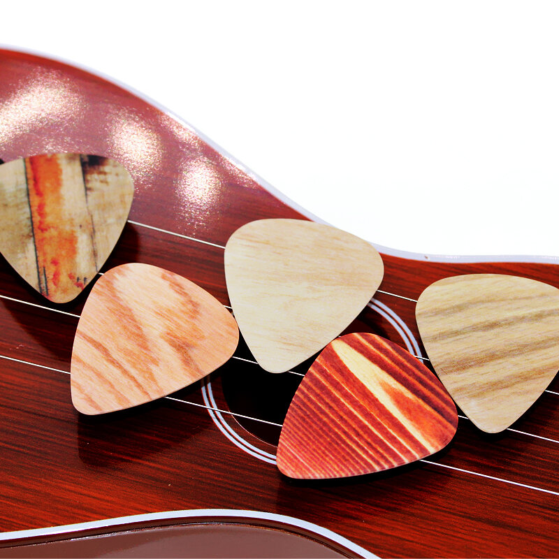 Soach escolhas de guitarra de madeira, mais novas escolhas com grão de madeira, espessura de 0.71mm, espessura de 0.46mm, 1.00mm