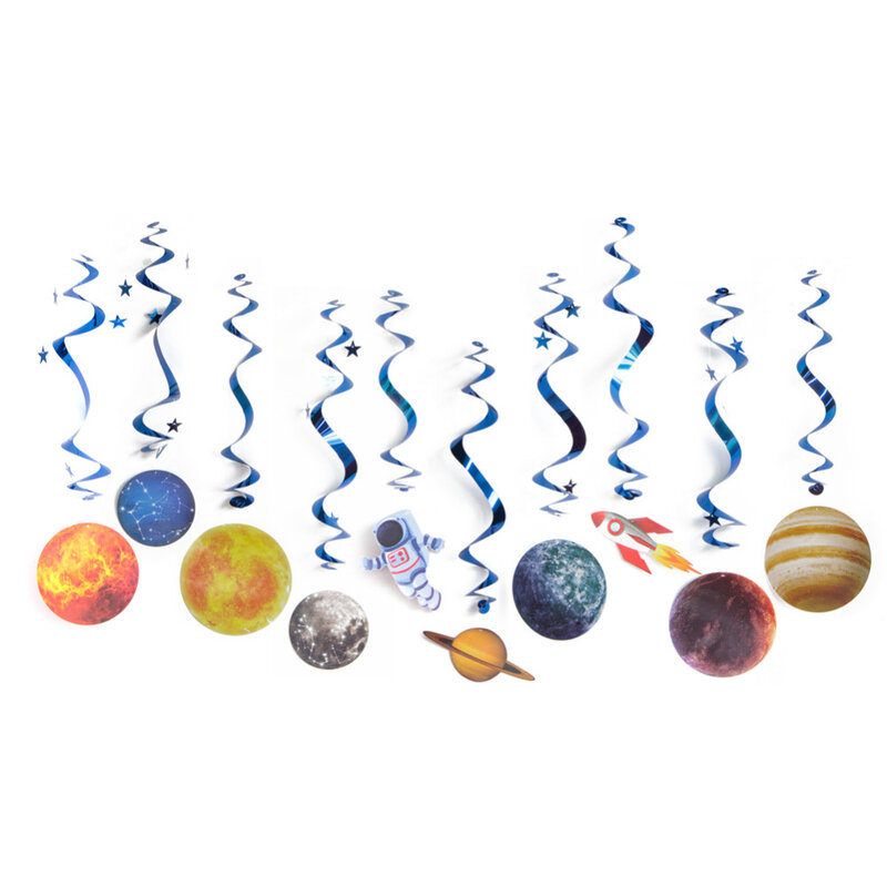 Pack 10 Tata Surya Menggantung Swirls Planet Swirls Luar Ruang Dekorasi untuk Anak-anak Ulang Tahun Bayi Shower Cosmos Astronot Pesta