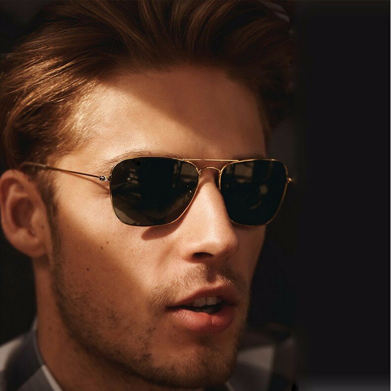 Luxury Men Sunglasses Brand Vintage Driving Glasses Women Sun Glasses Green Square Mirror Retro oculos de sol masculino
