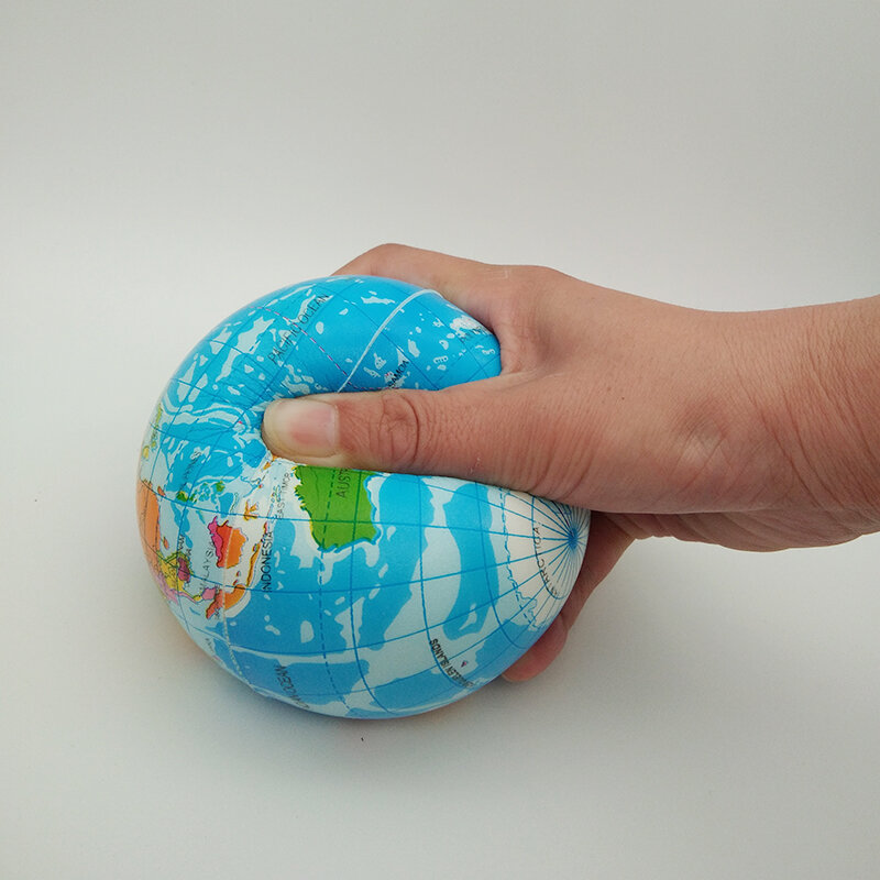 Pelota antiestrés de espuma suave para niños y adultos, juguete de 6,3 cm/10cm, mapa del mundo del Planeta Tierra, bolas de goma para bebés