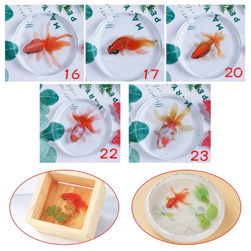 5 Sheets Gold Fish 3D Mold Resin Stickers Decal Landscape Decorative DIY Crafts Material Decoration Jewelry Filling Tools