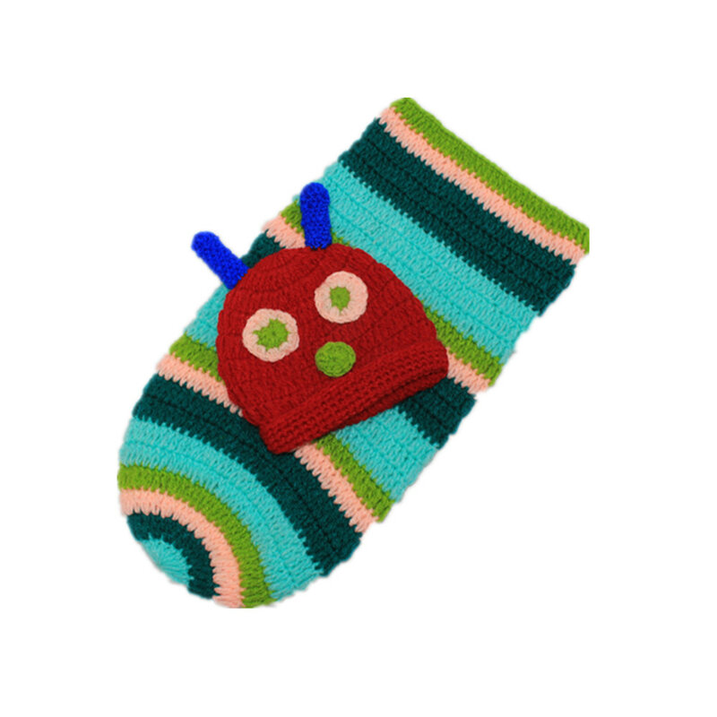 Bolsa de dormir tejida a mano para bebé el suéter de regalo para Recién Nacido oruga