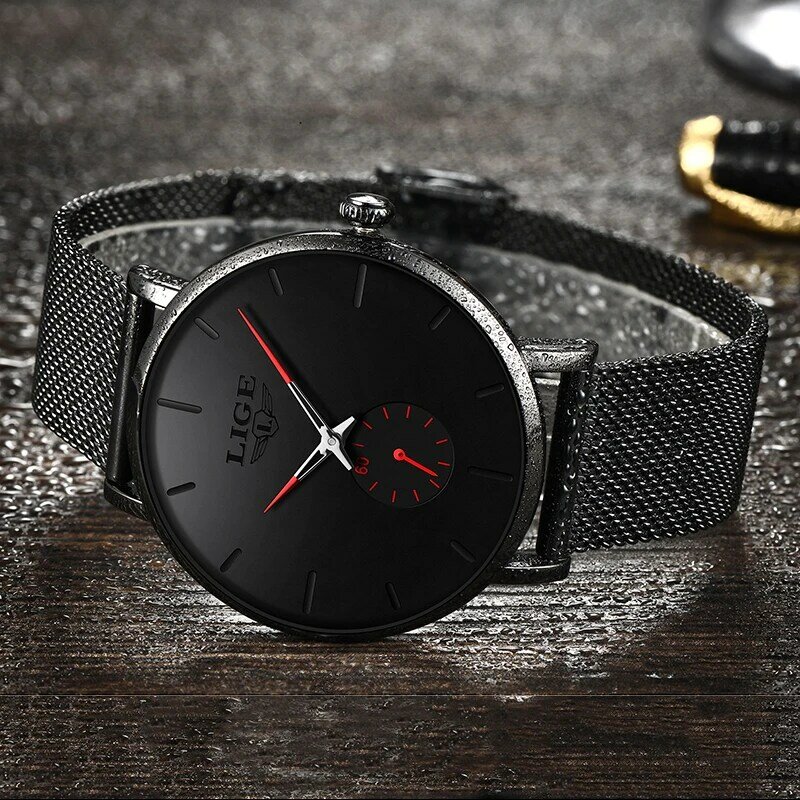 LIGE – montre à Quartz étanche pour femmes, Top marque de luxe, décontractée, à la mode, horloge maille, ceinture, montre-bracelet pour dames
