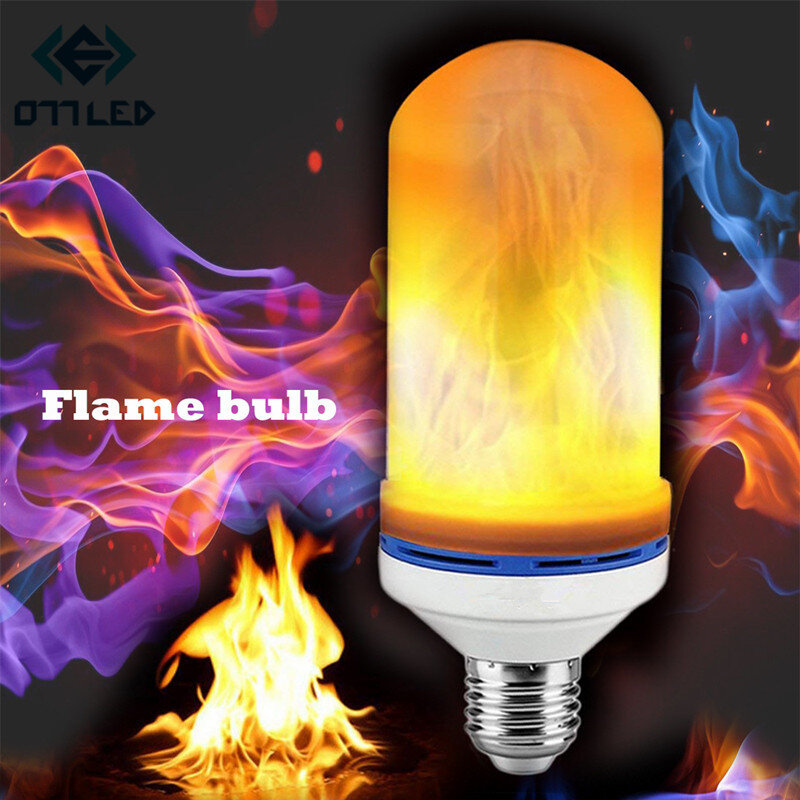 Lâmpada de chama com sensor de gravidade, 3 modos criativos, e27 2835, led, efeito de fogo, luz tremeluzente, decoração, lâmpada de emulação