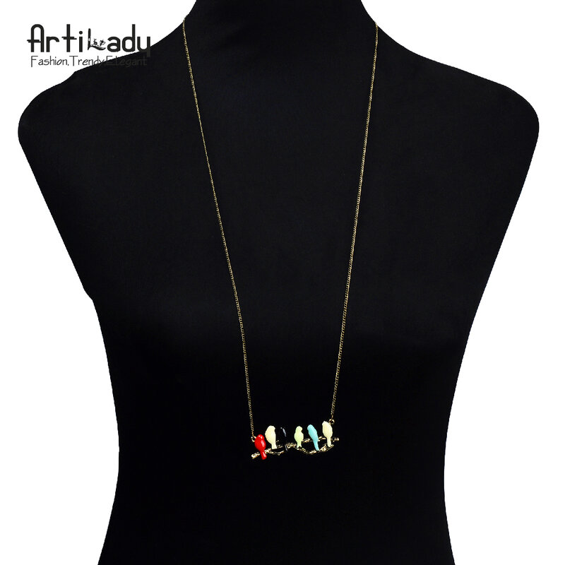 Artilady Новое милое ожерелье ветка птицы, модное ожерелье с кулоном для женщин, ювелирные изделия нм
