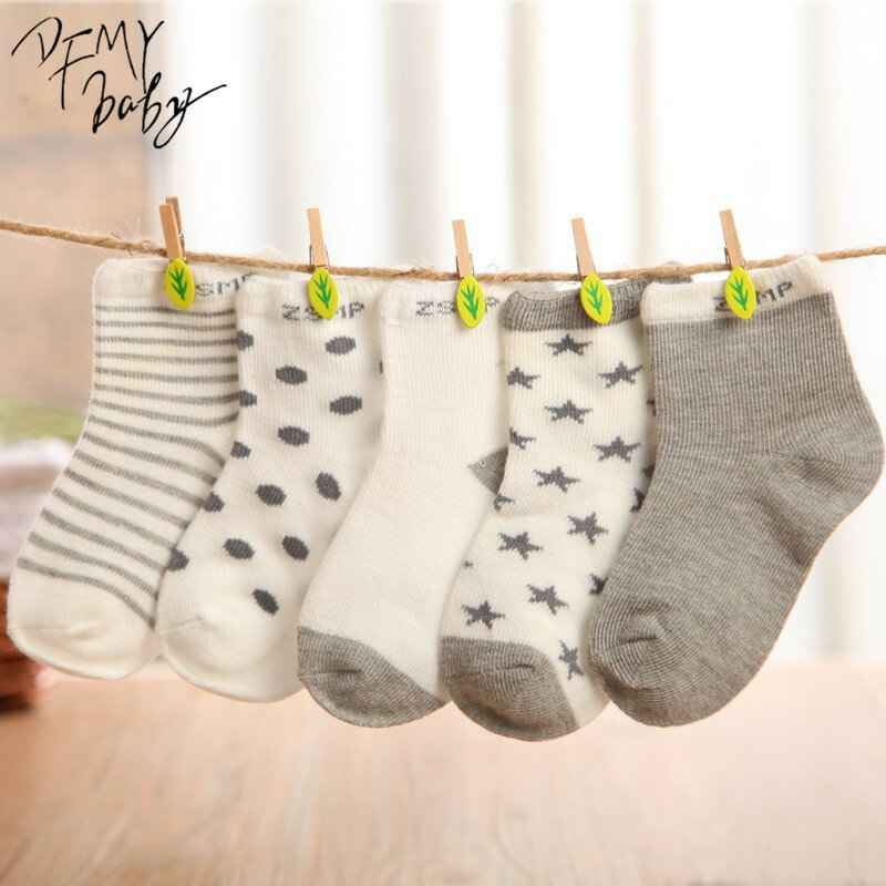 Calcetines de algodón para bebé recién nacido, medias cortas para niña y niño, 10 unids/lote = 5 pares