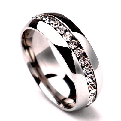 Cor prata-Faixas De Casamento Anel para As Mulheres Anel De Noivado De Aço Inoxidável Dos Homens Jóia 6mm Tamanho EUA 5 a 13