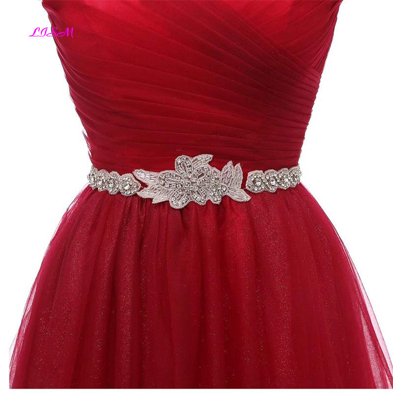 Red A-Line Tulle Prom Dresses Off The Shoulder Formal Evening Gowns Beaded Sleeveless Tulle Long Party Dress 2021 Custom Made