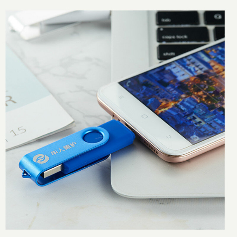 OTG USB Flash Drive 64gb 32gb Pen Drive 8gb 16gb USB 2.0 Pendrive 128g USB Stick Flash Drive for Android Smartphone custom logo