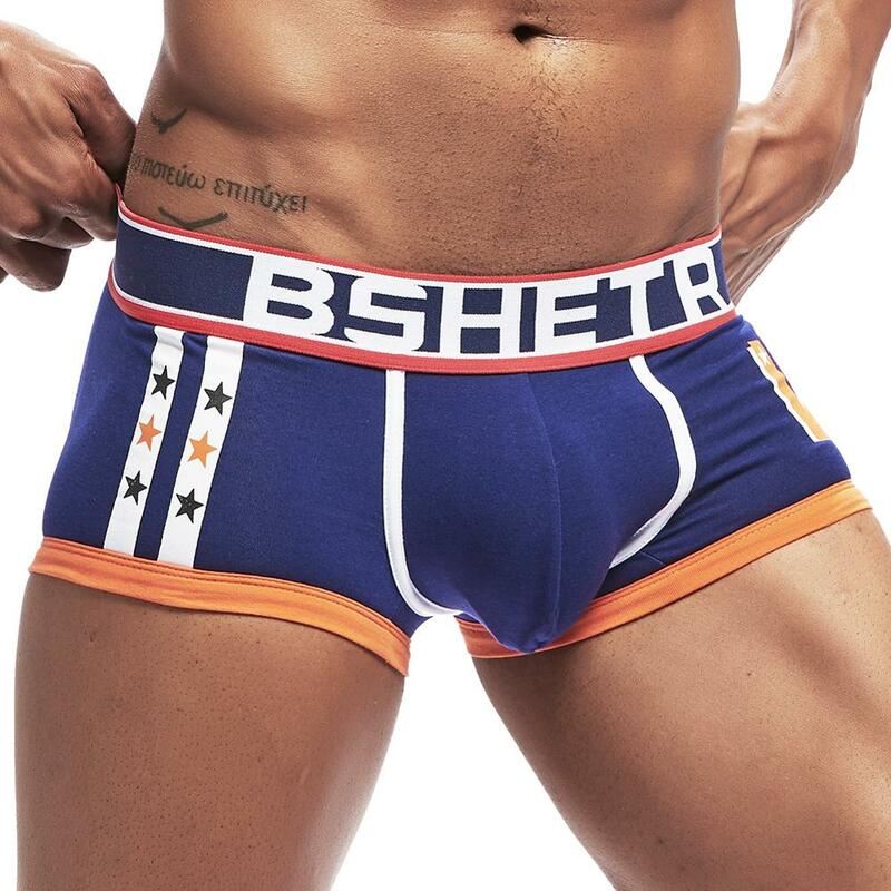 BSHETR-ropa interior Sexy Gay para hombre, bóxer de algodón con bolsa en U, calzoncillos convexos, 3 unids/lote