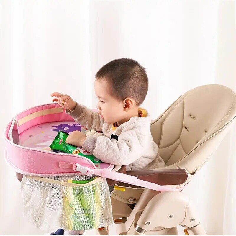 Placa de bandeja do carro do bebê à prova dportable água portátil mesa de jantar bebida para o miúdo cercadinho do bebê assento de carro crianças dos desenhos animados brinquedo cerca de armazenamento
