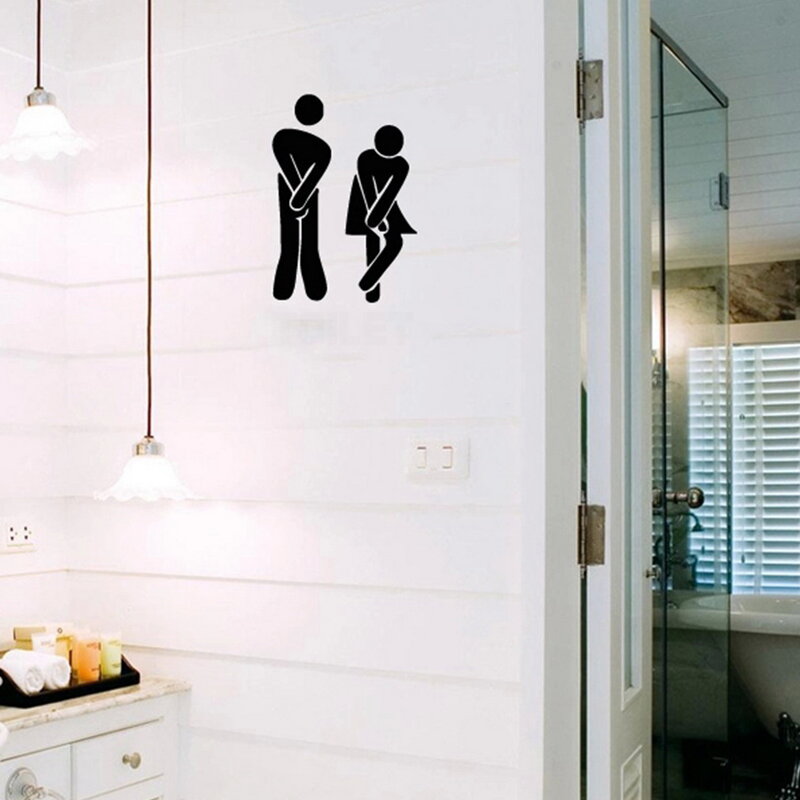 1 шт. Забавный знак входа в туалет Виниловая наклейка для магазина офиса дома кафе отеля Декор Горячий Поиск