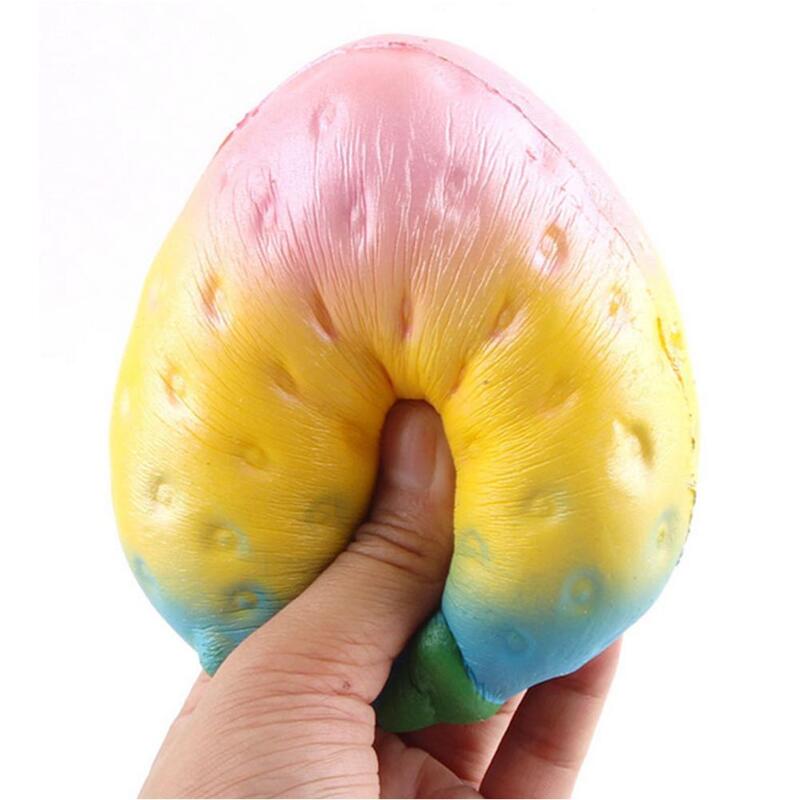 Cute Soft Squishy Rainbow Strawberry Squishy Slow Rising 10CM Cute Scented Colorful Bread Cake Kids Fun Toys Gifts Phone Straps