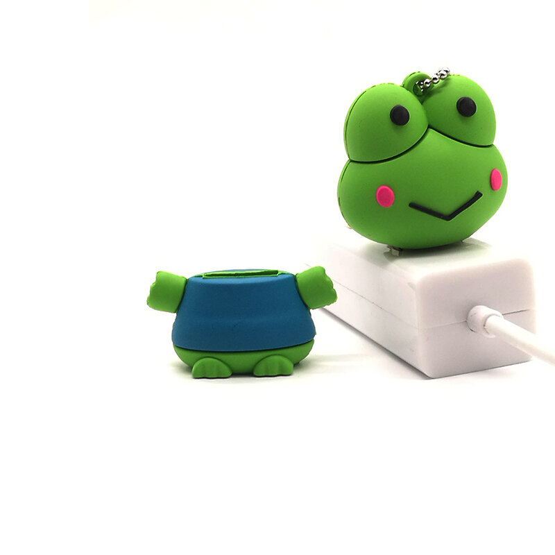Clé USB de dessin animé grenouille, support à mémoire de 4GB 8GB 16GB 32GB, lecteur flash personnalisé, cadeau, capacité réelle