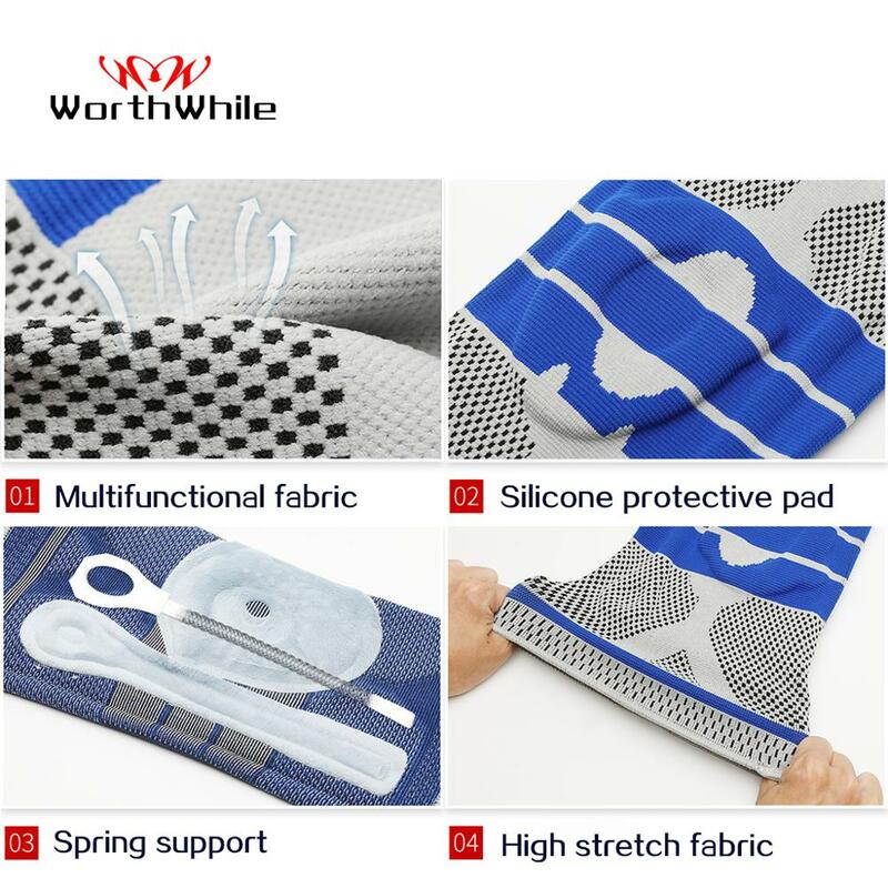 WorthWhile Silicon Padded Basketball Knee Pads Elastic Patella Brace Kneepad Support Fitness Gear Protector Volleyball Tennis