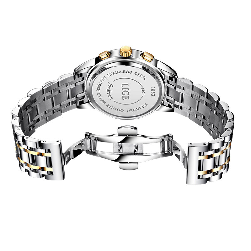 Lige 2020 relógio de pulso feminino ouro rose, a quartzo, marca de luxo, relógio de pulso para mulher