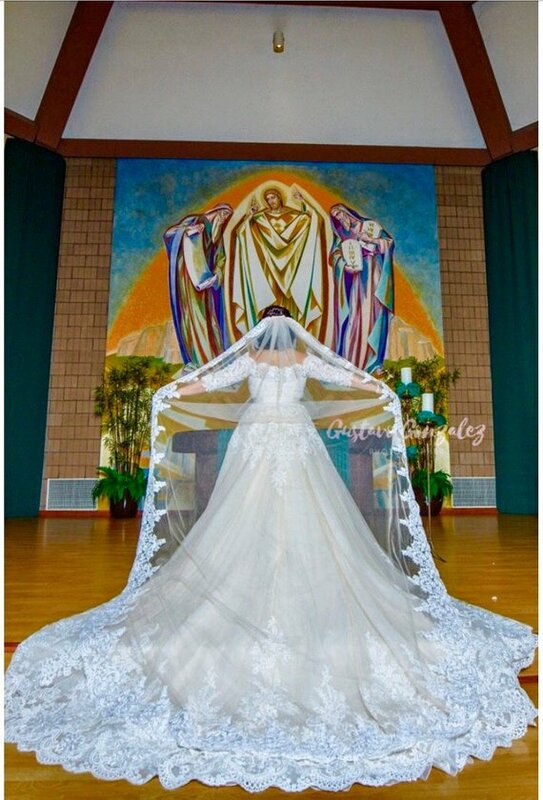 Véus capela Do Marfim/Branco Longo 3m Do Casamento Do Laço Apliques Véus de Noiva com Pente