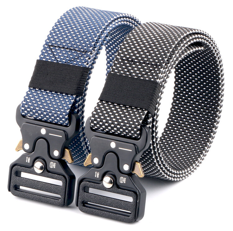 Cinturón táctico de nailon con hebilla de Metal para hombre, cinturón de lona para entrenamiento al aire libre, Camuflaje rojo, militar, 3,8 CM