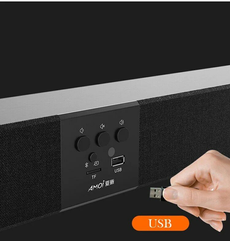Amoi-Barra de sonido de madera L2 para cine en casa, altavoz de 100W con Bluetooth, sonido envolvente 3D, Subwoofer opcional, Total de 200W de alta potencia