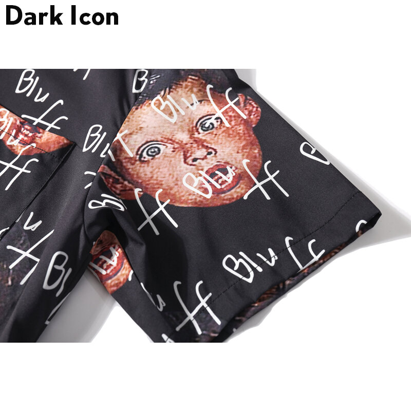 Dark Icon-camisa de Hip Hop con estampado completo para hombre, ropa de calle de manga corta, de verano