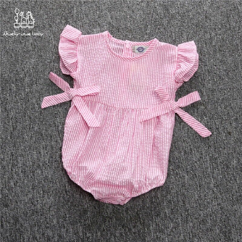 2 Color Cute Baby Girl Elastic band Stripe Romper Jumpsuit Outfits For Newborn Infant Children Clothes Kid Clothes For Girls