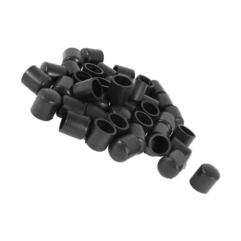 Nova tampa de borracha 40 peças de tubo de borracha preto termina 10mm redondo