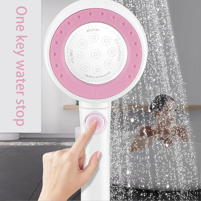 1 pçs quente supercharged chuveiro um botão de parada de água bocal cabeça de chuveiro chuveiro chuveiro de mão