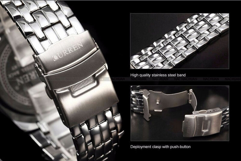 Curren relógio de pulso de aço masculino, relógio digital de marca de luxo com design militar esportivo de quartzo para homens, novo, 2018