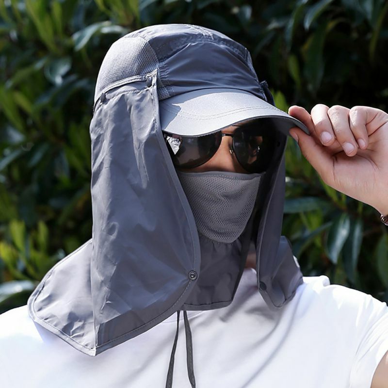 Gorra con protección solar UV para hombre y mujer, gorro informal con solapa para cuello y rostro