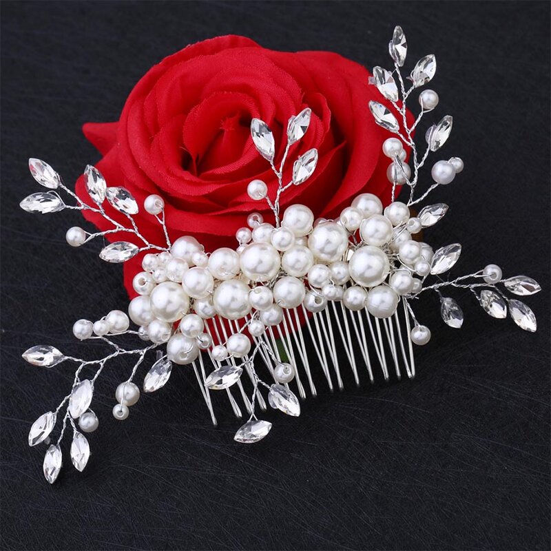 MOLANS Multi Style Pearls Crystal Hair Accessories for Bridal Wedding Ornaments Exquisite Handmade Alloy Headbands Hair Combs