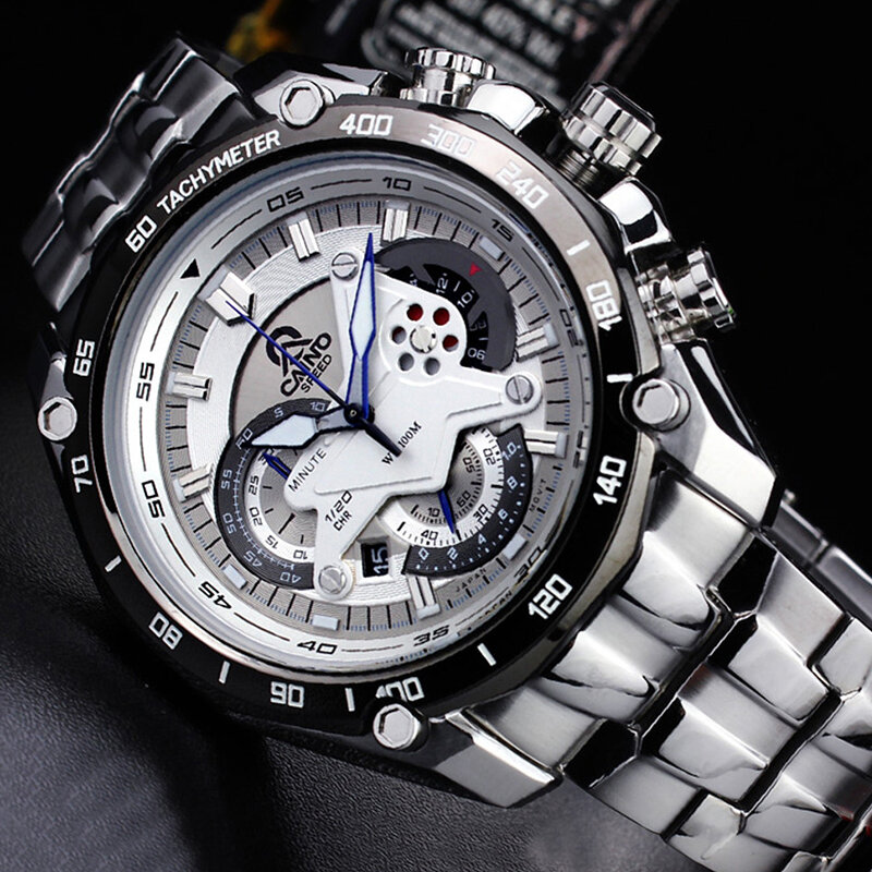 CAINO 新ファッションスポーツ腕時計男性ステンレス鋼ビジネスカジュアル 100 メートル防水クォーツ腕時計時計レロジオ Masculino