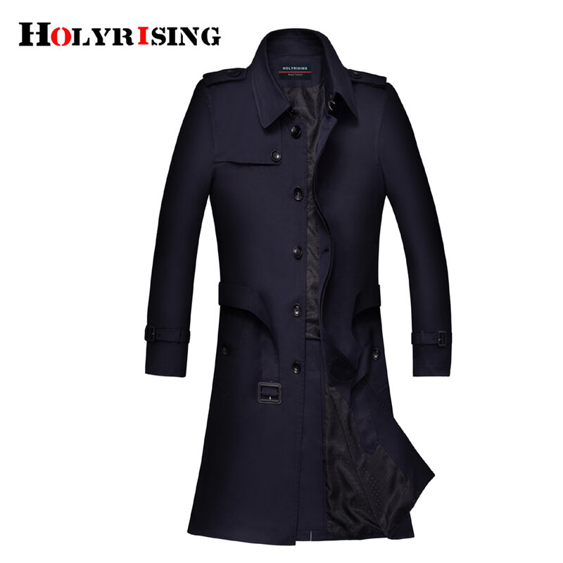Holyrising sobretudo masculino casual, casaco longo elegante com botão único corta ventos tamanho confortável tamanhos 18360-5