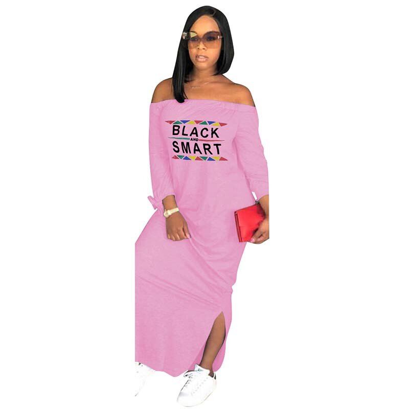 Sexy Strapless Women African Dresses Autumn Casual Off Shoulder Split Loose Wrap Long Dress Evening African Clothes for Girls