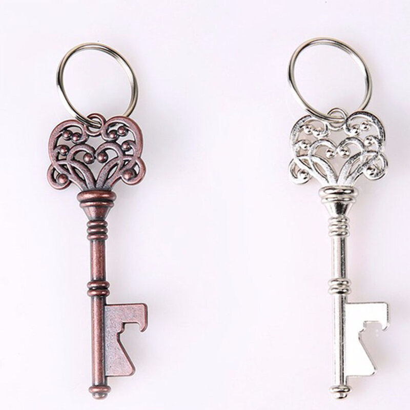 8*2.8cm Retro Metal Portable Key Beer Bottle Opener Ring Bar Hangings Keychain for Wedding Party Color Random