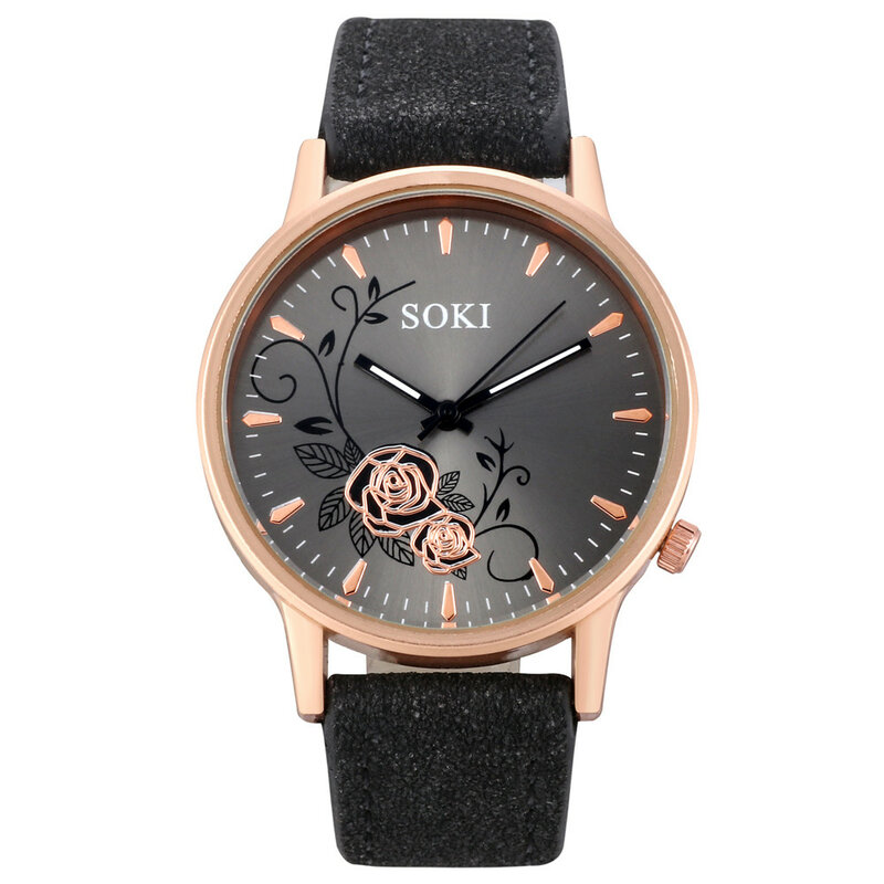 SOKI-Reloj de cuarzo con correa de cuero para Mujer, cronógrafo de pulsera, informal, A la moda