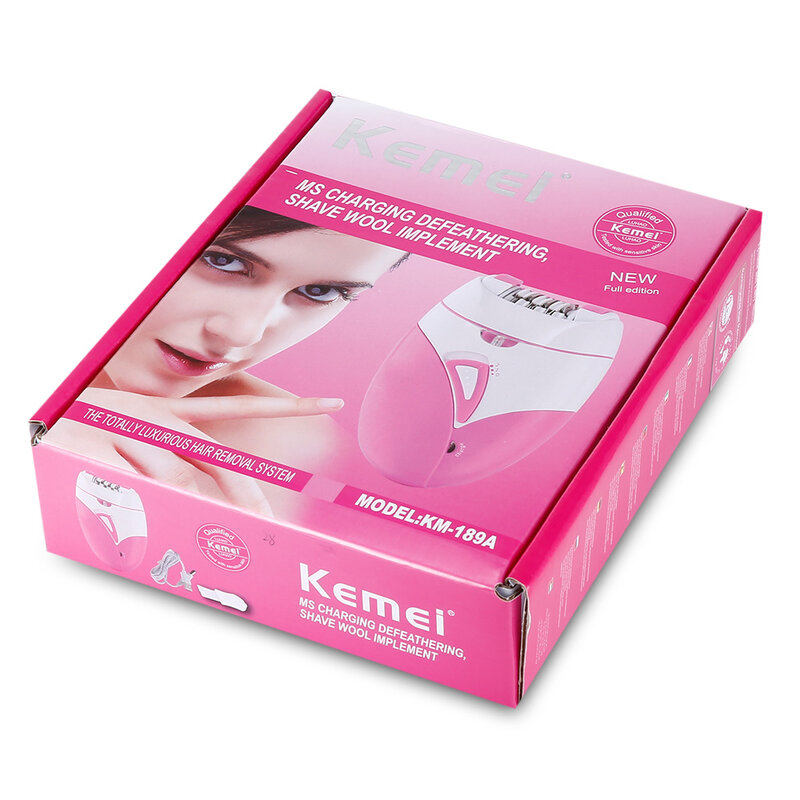 Kemei km-18 a depilador feminino elétrico recarregável, carregador usb, máquina de depilação, aparador, depilação