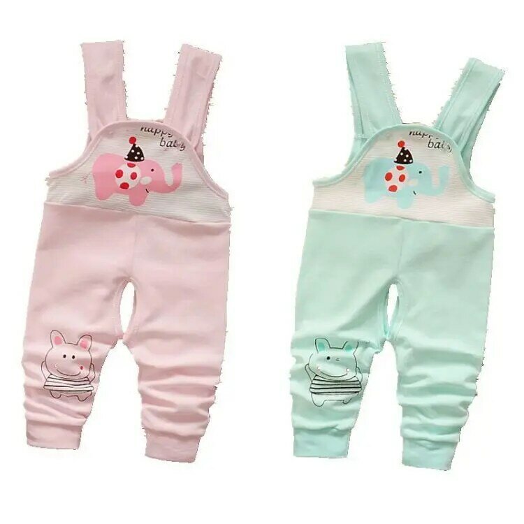 Children Baby Boys Girls Strap Cotton Cartoon Printing Casual Jumpsuit Boys Girls Open Button Trouser Four Seasons Baby Clothing